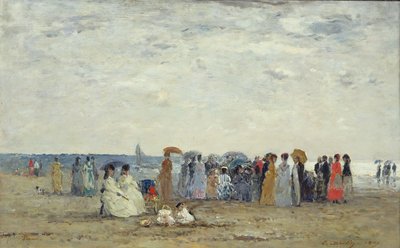 Nadadores na praia de Trouville, 1869 (óleo sobre madeira) de Eugene Louis Boudin